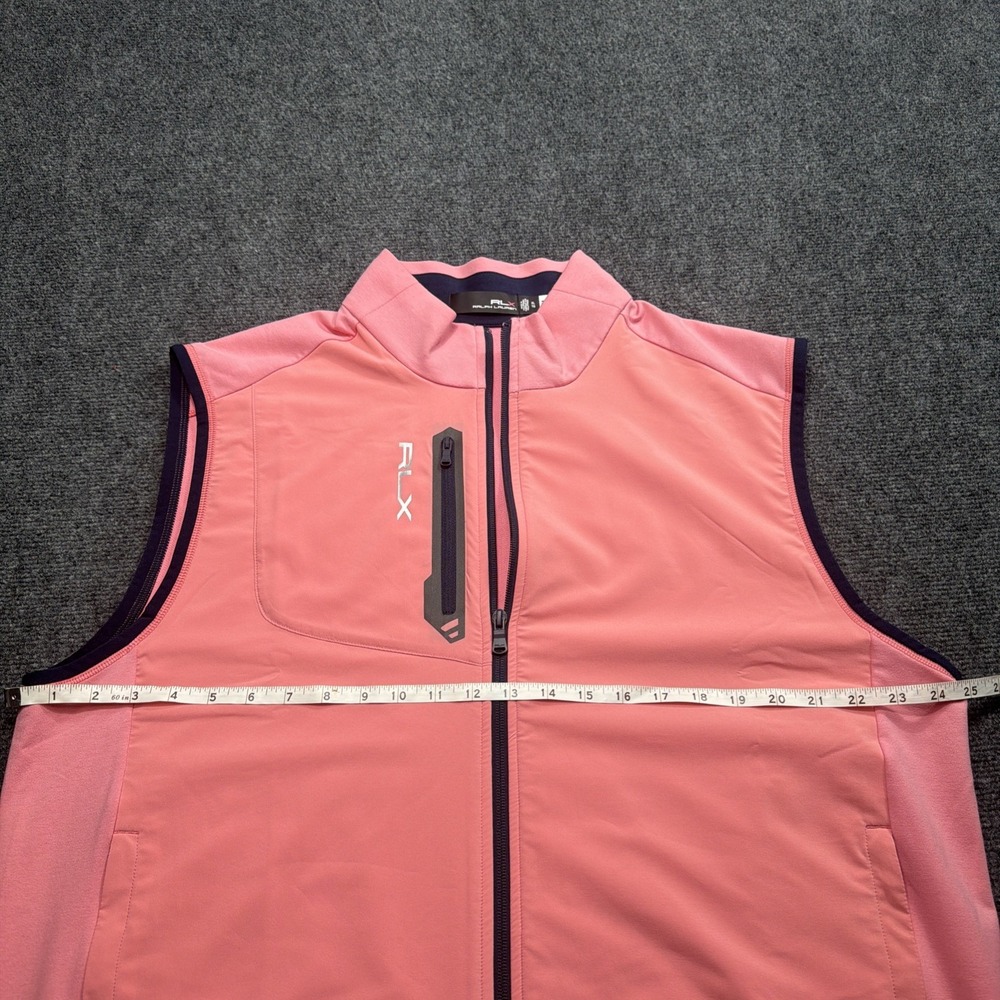 RLX Ralph Lauren Mens Vest XL Pink Full Zip Cotton Blend Zip Pockets Golf Preppy - Picture 7 of 8